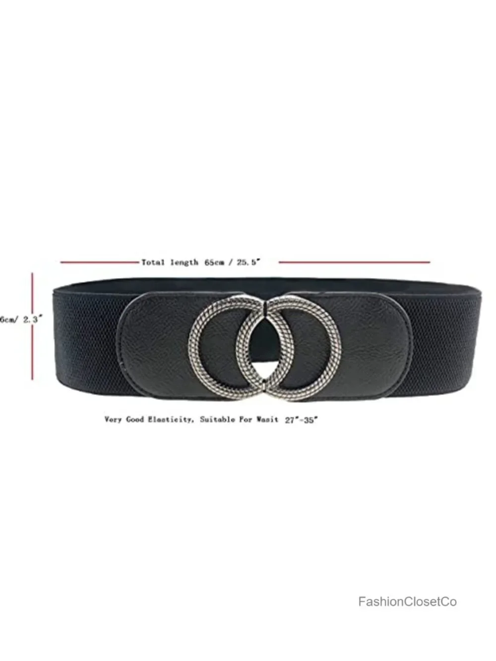 Vintage Elastic Waist Belt for Dresses, 2 Size Options, Metal Buckle